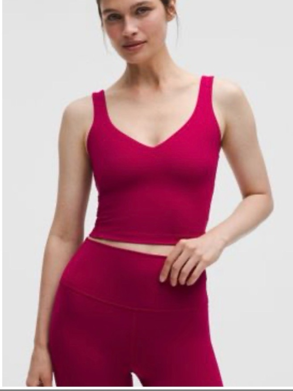 lululemon athletica Seamless V-Neck Crop Tank in Raspberry Pink